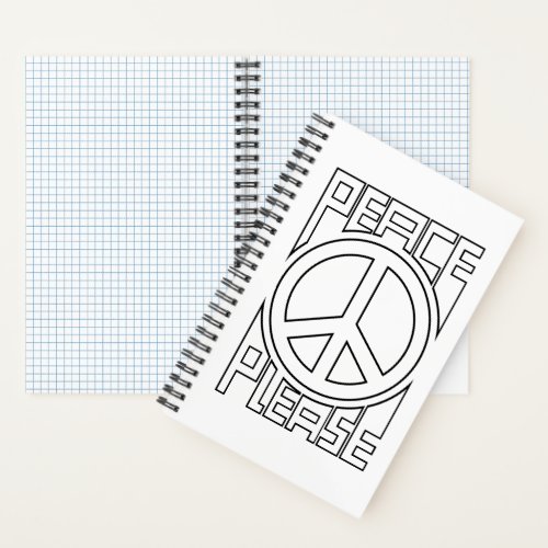 Peace Please Black Outline Lettering Notebook