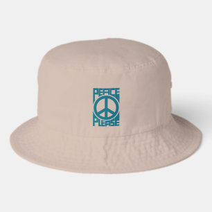 Peace Please Blue Lettering Bucket Hat