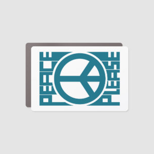 Peace Please Blue Lettering Car Magnet