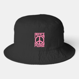 Peace Please Pink Lettering Bucket Hat