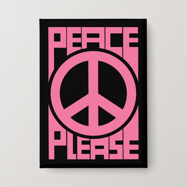 Peace Please Pink Lettering Button (Front)