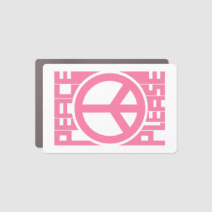 Peace Please Pink Lettering Car Magnet