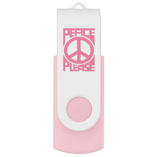Peace Please Pink Lettering Flash Drive