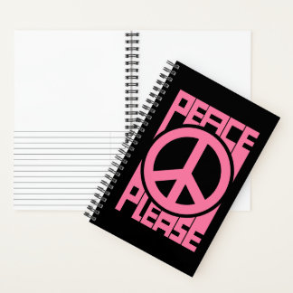 Peace Please Pink Lettering Notebook