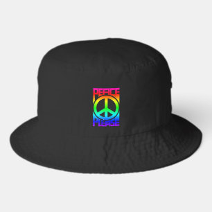 Peace Please Rainbow Lettering Bucket Hat