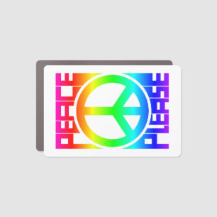 Peace Please Rainbow Lettering Car Magnet