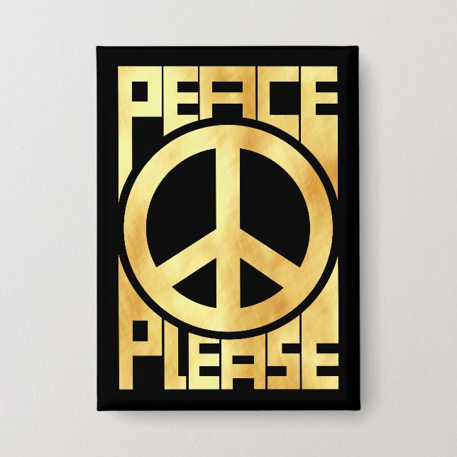 Peace Please Soft Gold Lettering Button (Front)