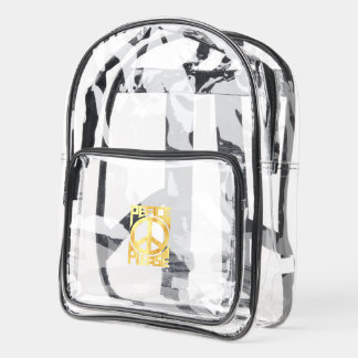 Peace Please Soft Gold Lettering Clear Backpack