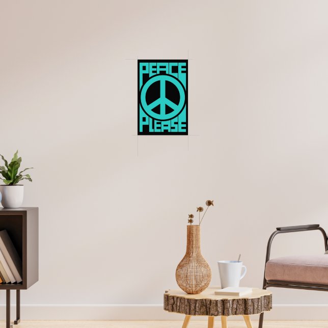 Peace Please Turquoise Lettering Poster (Living Room 3)