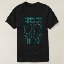 Peace Please Turquoise Outline Lettering