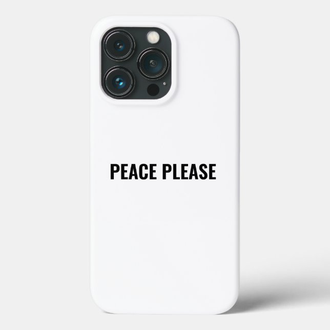 Peace please white black text minimalist anti war Case-Mate iPhone case (Back)