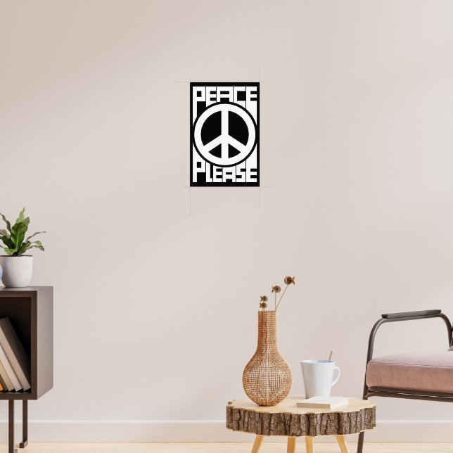 Peace Please White Lettering Poster (Living Room 3)