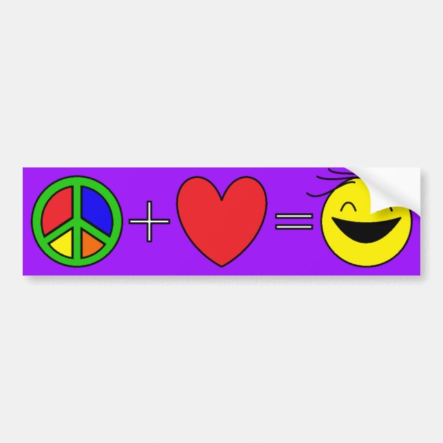 Peace Plus Love Equals Happiness (Purple) Bumper Sticker (Front)
