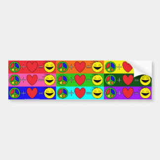 Peace Plus Love Equals Happiness (rainbow Bumper Sticker