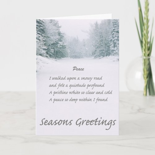 Peace Poem Winter Road Holiday Card