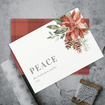 Peace Poinsettia Bunch Watercolor Pine Christmas Holiday Card<br><div class="desc">If you need any further customisation please feel free to message me on yellowfebstudio@gmail.com.</div>