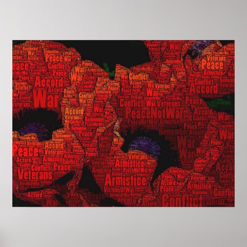 Peace Poppies word art design Poster