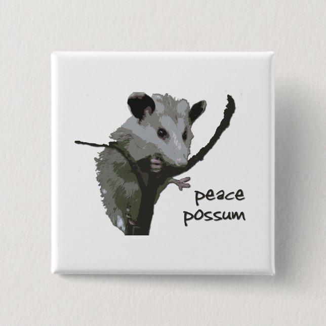 Peace Possum Pinback Button (Front)