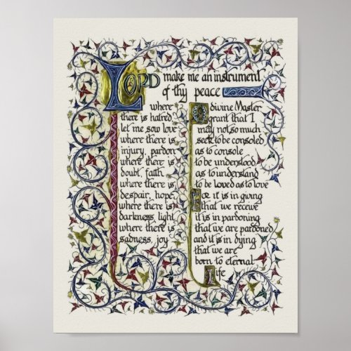 Peace Prayer of St Francis of Assisi Poster