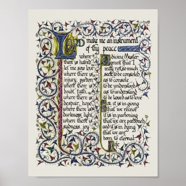 Peace Prayer of St. Francis of Assisi Poster (Front)