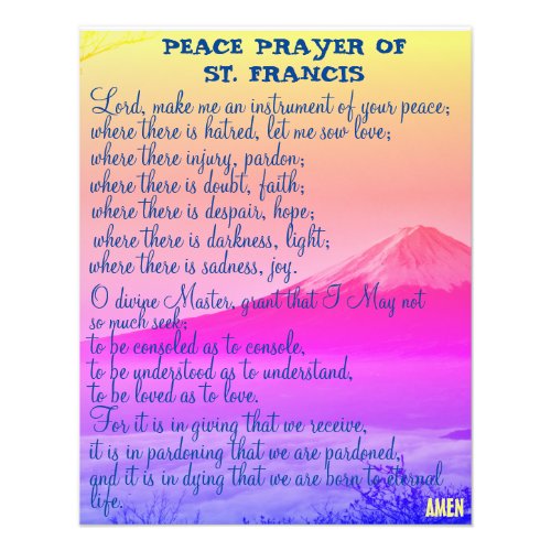 Peace Prayer of St Francis    Photo Print