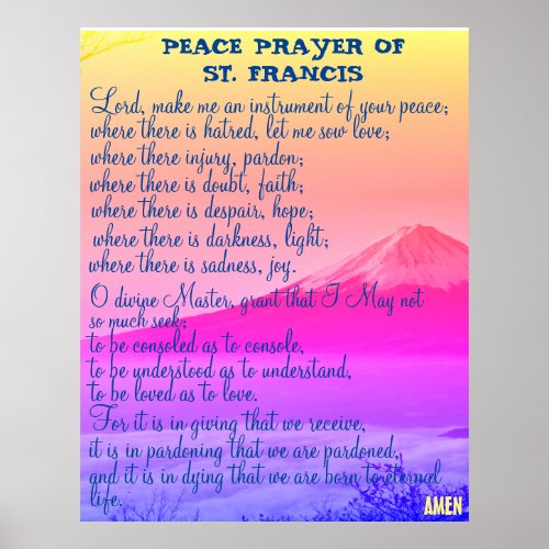 Peace Prayer of St Francis   Poster