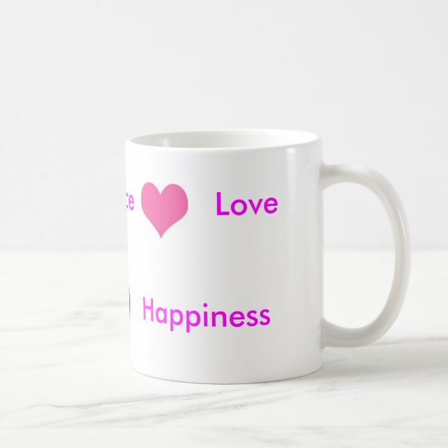 peace pretty heart, Peace, Love, Happi... Coffee Mug (Right)