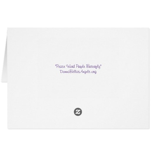 Peace Purple Butterfly Art Note or Greeting Card (Back Horizontal)