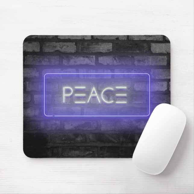 PEACE Purple Neon Sign Mouse Pad (With Mouse)