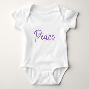 Peace--Purple-Text Baby Bodysuit