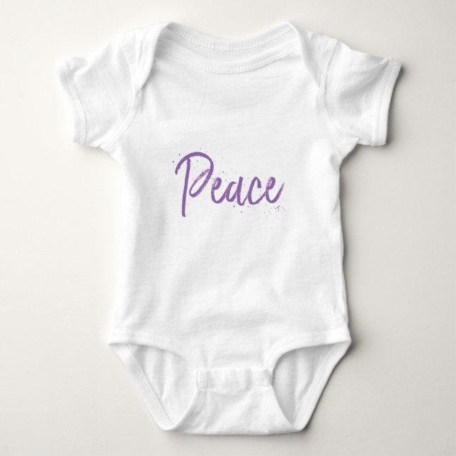 Peace--Purple-Text Baby Bodysuit (Front)