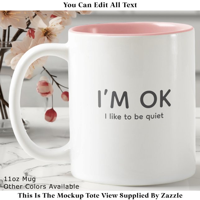 Peace & Quiet or Introvert Quote Modern Minimalist Two-Tone Coffee Mug (Creator Uploaded)