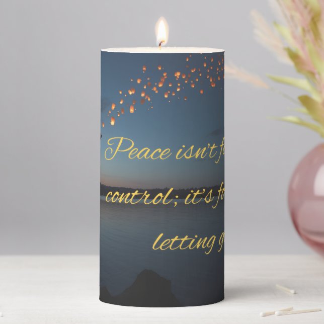 Peace Quote Candle: Finding True Peace Pillar Candle (In Situ)
