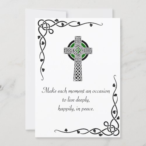 Peace Quote Celtic Cross  Borders Greeting Card