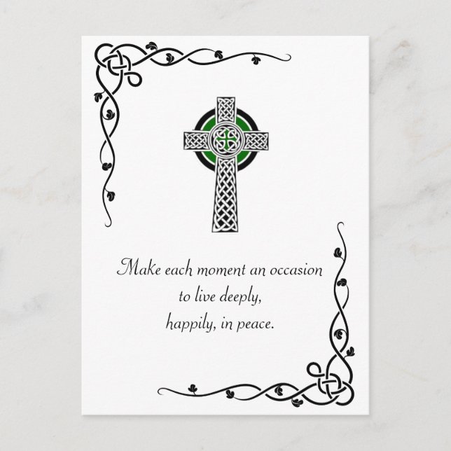 Peace Quote Celtic Cross & Borders Postcard (Front)