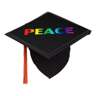 Peace rainbow gradient colors modern typography  graduation cap topper