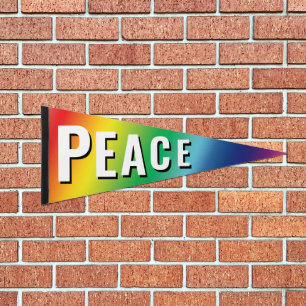 Peace rainbow gradient modern shadow typography pennant flag