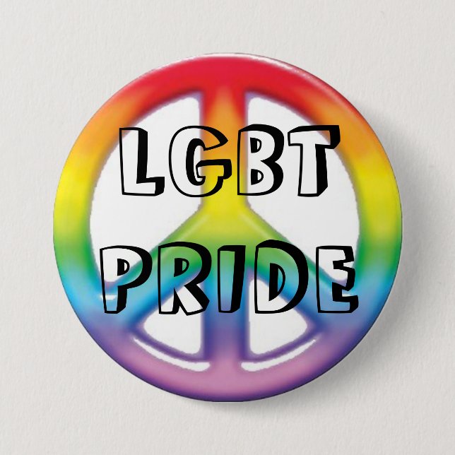peace rainbow, LGBT PRIDE Button (Front)