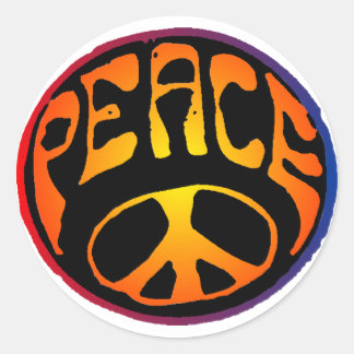 Peace - Red Orange Classic Round Sticker