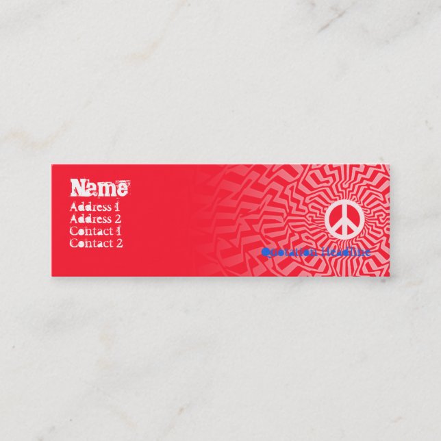 Peace Red - Skinny Mini Business Card (Front)