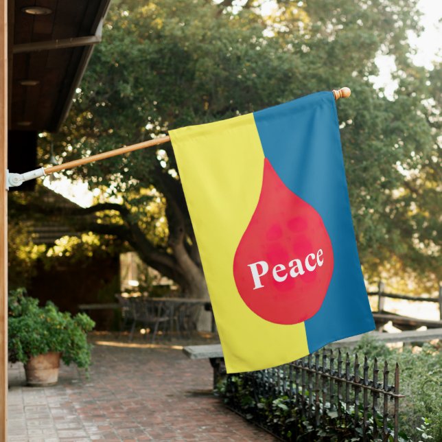  Peace Red Teardrop  House Flag (In SItu)