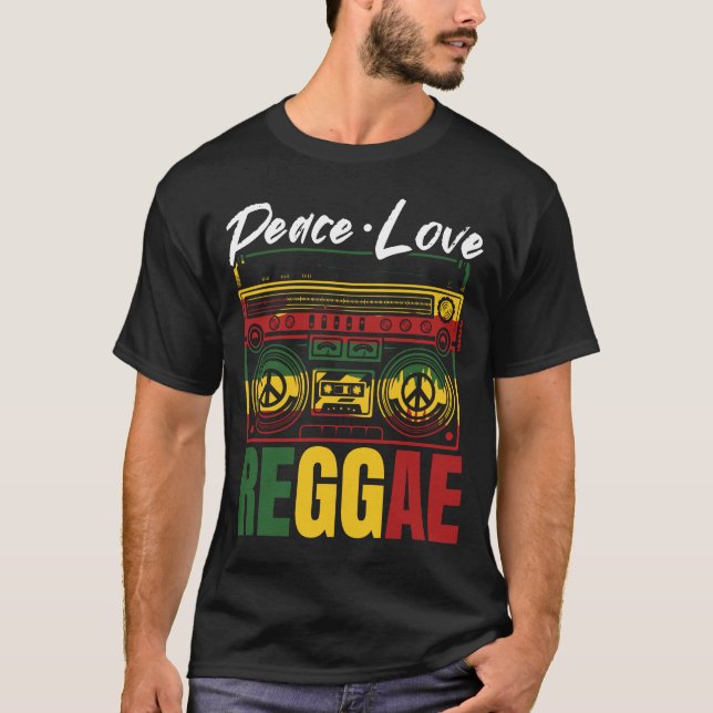 Peace Reggae Music Rasta Jamaica T-Shirt (Front)