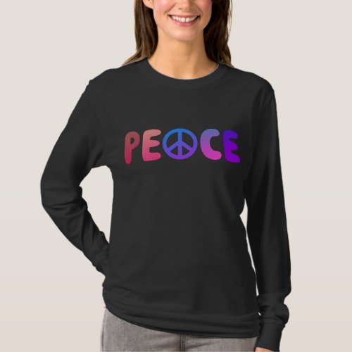 Peace Retro Hippie Vibes Womens Long Sleeved T_Shirt