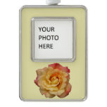 Peace Rose Beautiful Pink and Yellow Floral Christmas Ornament