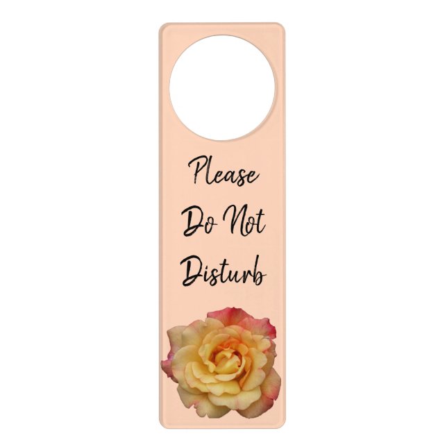 Peace Rose Beautiful Pink and Yellow Floral Door Hanger (Front)