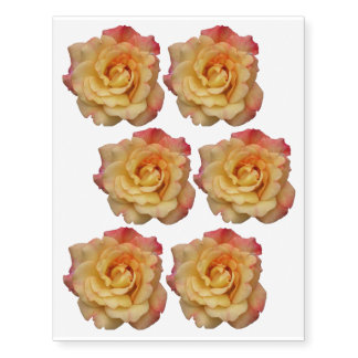 Peace Rose Beautiful Pink and Yellow Floral Temporary Tattoos