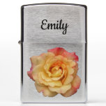 Peace Rose Beautiful Pink and Yellow Floral Zippo Lighter