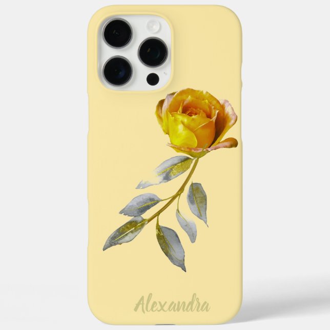 Peace Rose & Butter Yellow w' Gold leaves Wedding  Case-Mate iPhone Case (Back)