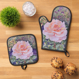 Peace Rose Oven Mitt & Pot Holder Set