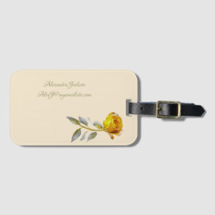 Peace Rose w' Pale Green & Gold leaves Wedding  Luggage Tag